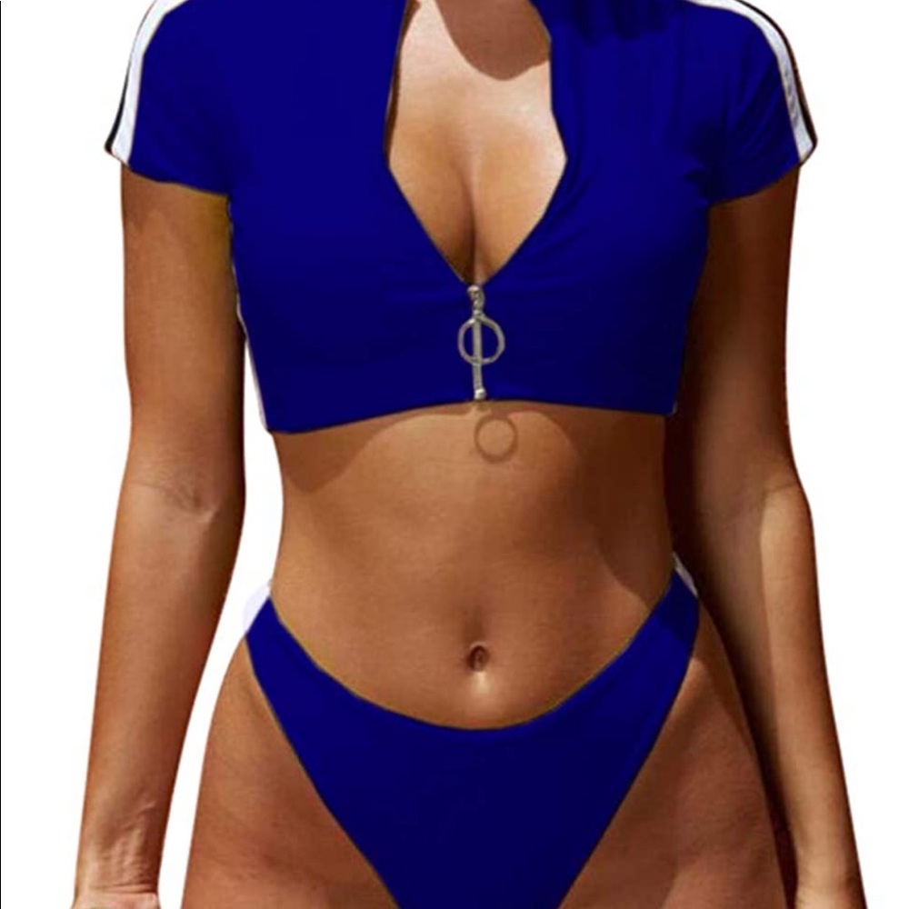 Swim shirt zip up bikini